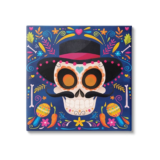 Stupell Industries Day Of Dead Patterned Skull Canvas Wall Art